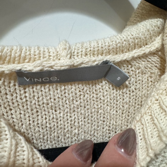 Vince Men's Sweater in Cream and Gray - Picture 3 of 5